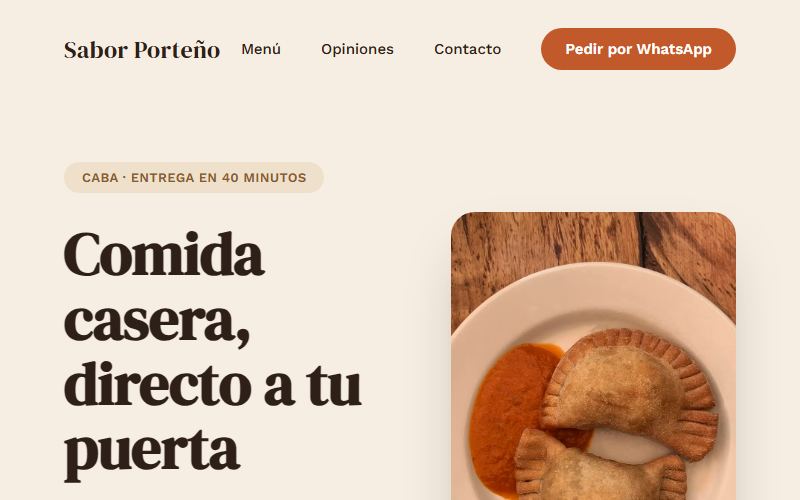 Sitio web de Sabor Porteño